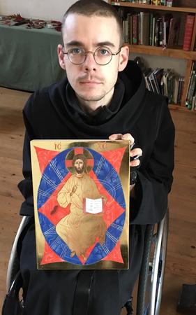Iconostasis student Brother Michael with his Christ in Majesty Icon