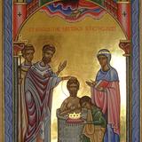 Romanesque Icon of St Augustine Baptizing St Ethelbert