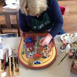 Gabrielle working on an Annunciation Icon