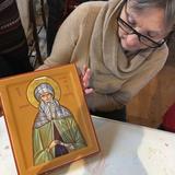 Iconostasis Student Diana with her completed John of Damascus Icon