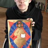 Iconostasis student Brother Michael with his Christ in Majesty Icon