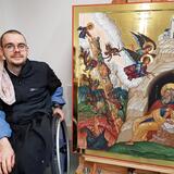 Br Michael Brossard OSB second year Iconostasis student with his icon of St John Climacus