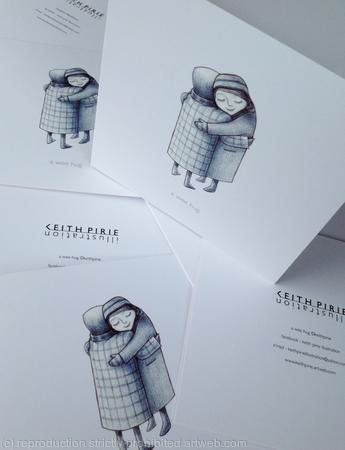 10 x a wee hug greetings cards (b&w).