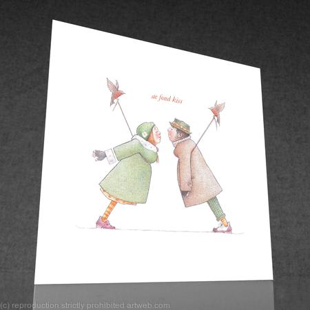 1 x Ae fond kiss greetings card