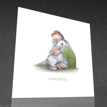 1 x a wee dug hug greetings card
