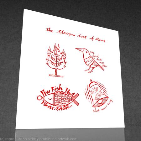 1 x Glasgow Coat of Arms greetings card (red) 