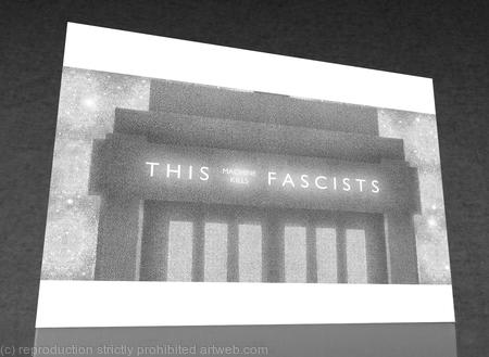 1 x THIS MACHINE KILLS FASCISTS greetings card.