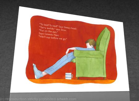 1 x to bed, to bed greetings card