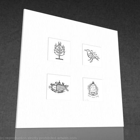 1 x Glasgow Coat of Arms (square mounted b&w print).