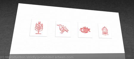 1 x Glasgow Coat of Arms  mounted red print (landscape).