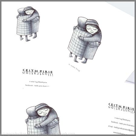 5 x a wee hug greetings cards (b&w)