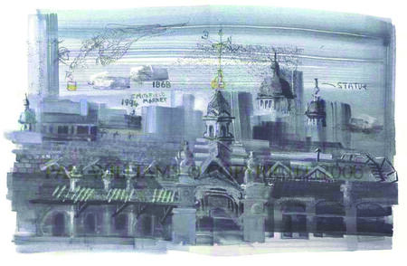 View of St Paul's Cathedral from Smithfield Market