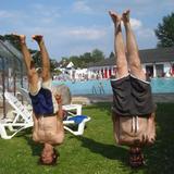 Relaxing by the pool