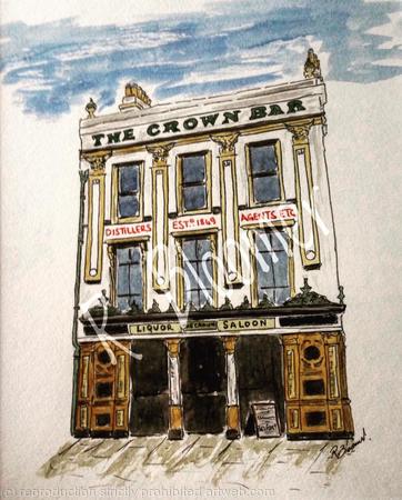 The Crown Bar Belfast.  LIMITED EDITION PRINT.