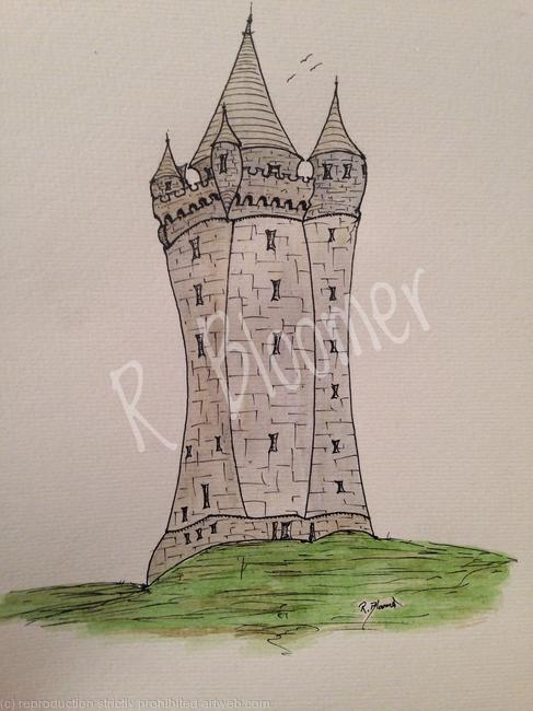 Original Scrabo Tower watercolour illustration Watercolor Art ...