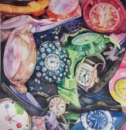 What colour is the time?