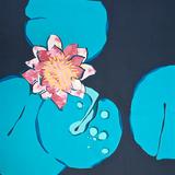 Pink Lily flower and pad on gold