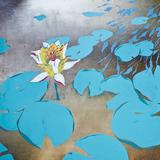 Yellow Lily flower and pad on gold