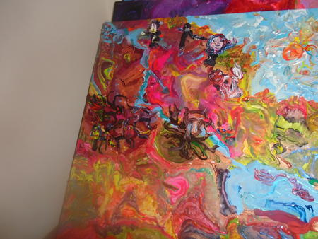 top leff asz thuh yellow fasced sheperd n his goats lead the way 4 the dark revellers lookin for uh redd smohhke