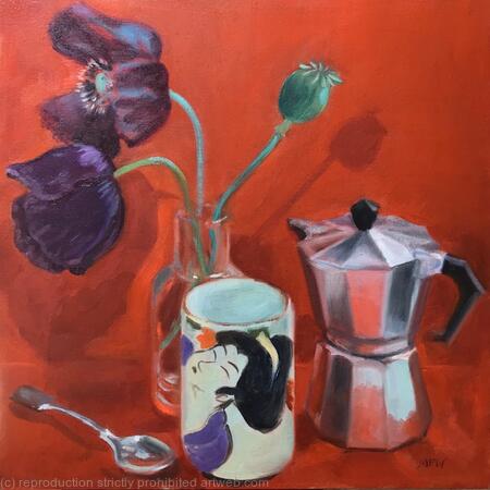 Still life with black poppies