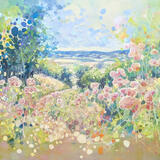 July Dissolving is an original panoramic oil painting of the view from the South Downs in summer 2025