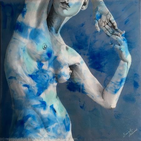 Female nude blue
