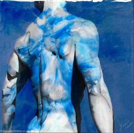 Male nude blue