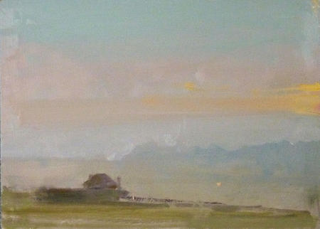 1067 Last light over Winchelsea 6x8
