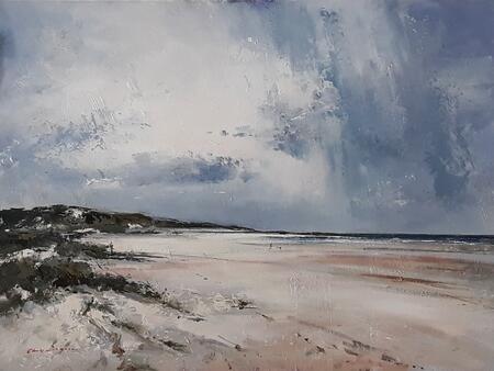 1890 Across Holkham Bay, storm distant