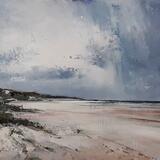 1890 Across Holkham Bay, storm distant