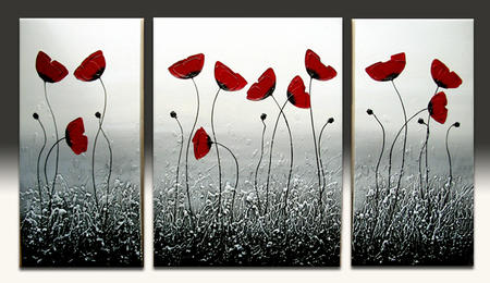 Triptych Rime Poppies