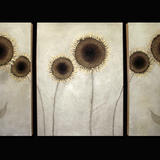 Triptych Golden Sunflowers