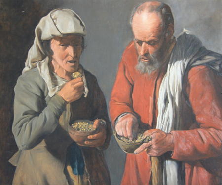 Two Peasants Eating - Copy of original by George de la Tour