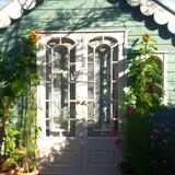 sunny afternoon at the back door of the studio.