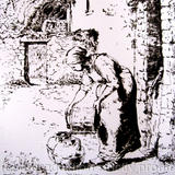 Donna che sta svuotando un secchio (dopo Millet)