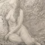 Full-scale compositional study for Spring, detail of Goddess Fauna (2019)