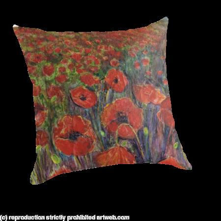   Large throw pillow Field of Poppies