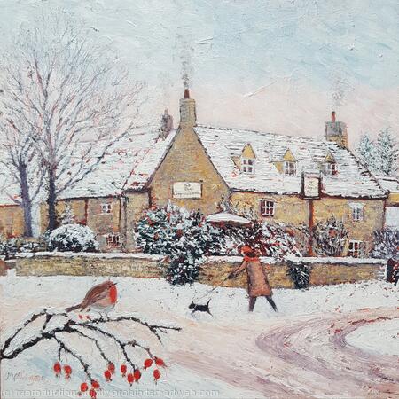Clanfield Tavern in Snow