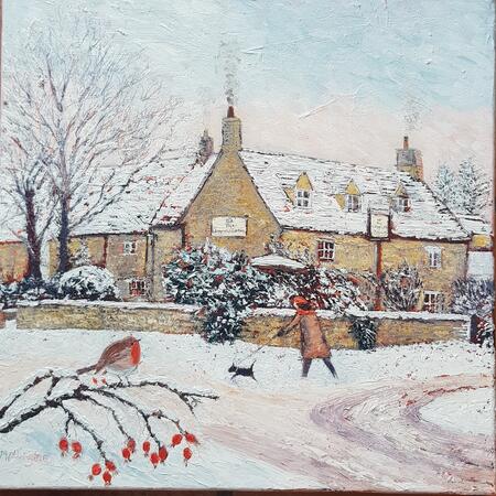 Clanfield Tavern in Snow