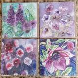 Set of 4 Square Greetings Cards - Floral 1