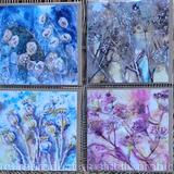 Set of 4 Square Greetings Cards - Seed Heads plus Lavender 
