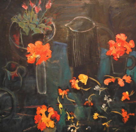 black, blue,nasturtiums