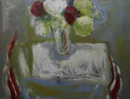 Joan's vase, Hydrangeas & Tablecloth