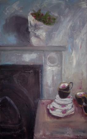 Fireplace and cups