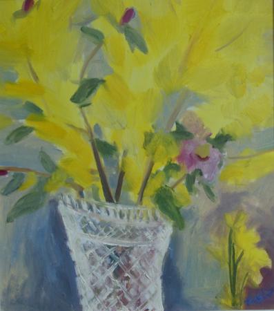 Forsythia and Camelias