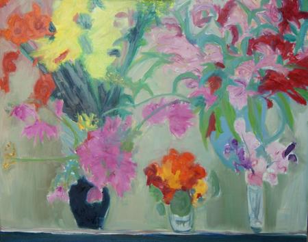 Lavatera, nasturtiums, alstroemeria