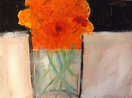 Nasturtiums, orange, black