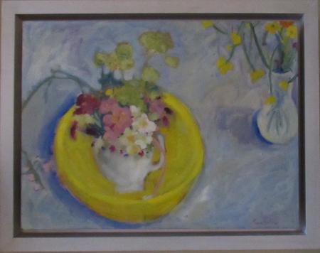Yellow bowl, primulas