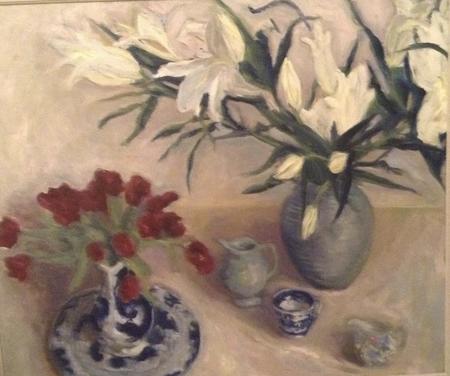 White lilies, tulips