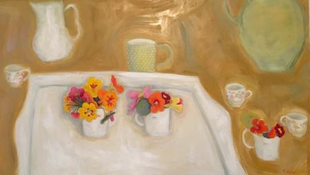 Tray, Three ‘Love Mugs’